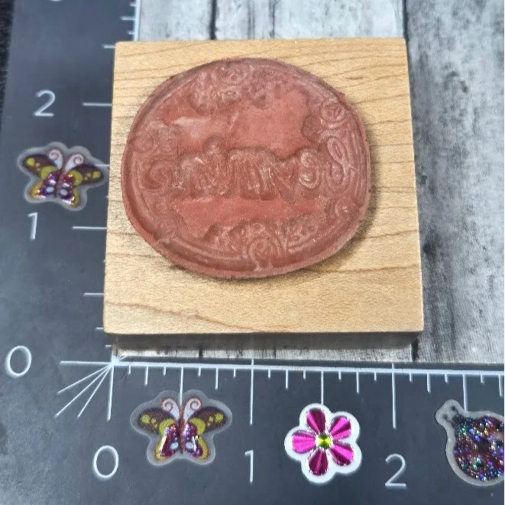 Be Mine Heart Floral Framed Hearts 1068C Script Rubber Stamp Wood #Q15